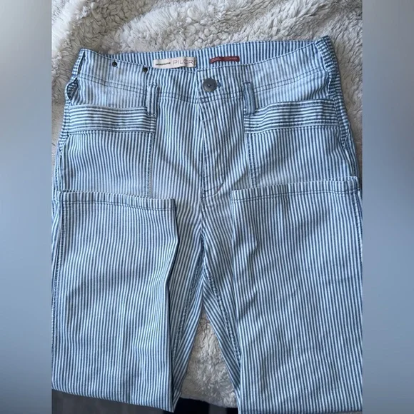 Anthropologie Pilcro high-rise, wide-leg, blue and white striped jeans - Picture 5 of 6